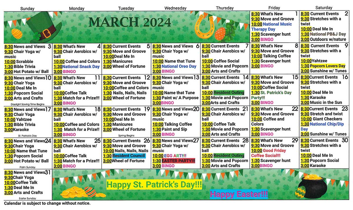 Leakesville March calendar